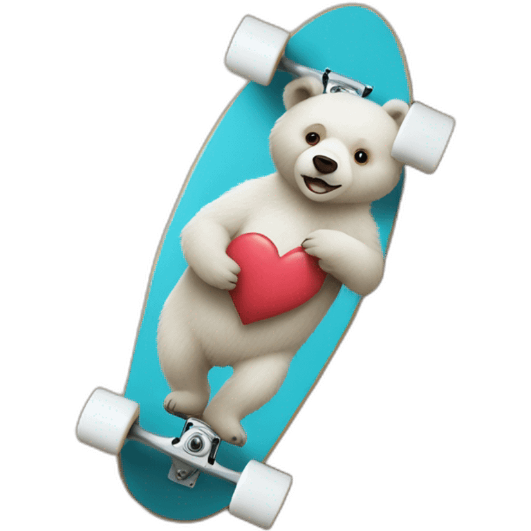 Bear heart on à skateboard emoji