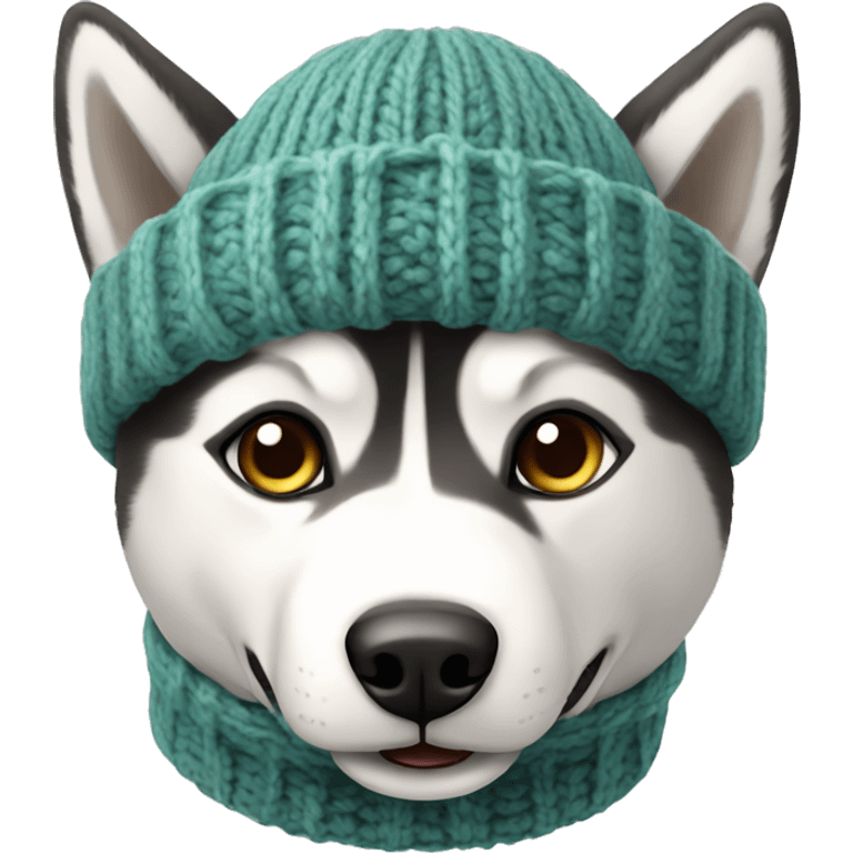 Husky Dog with knitted hat emoji