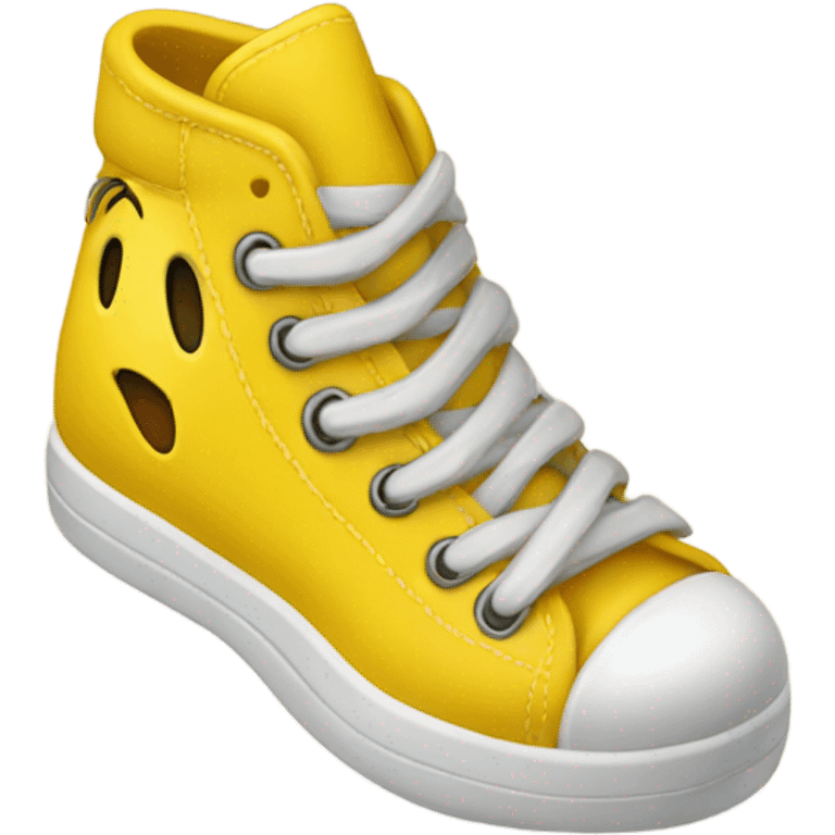 Yellow smiley face with shoe emoji