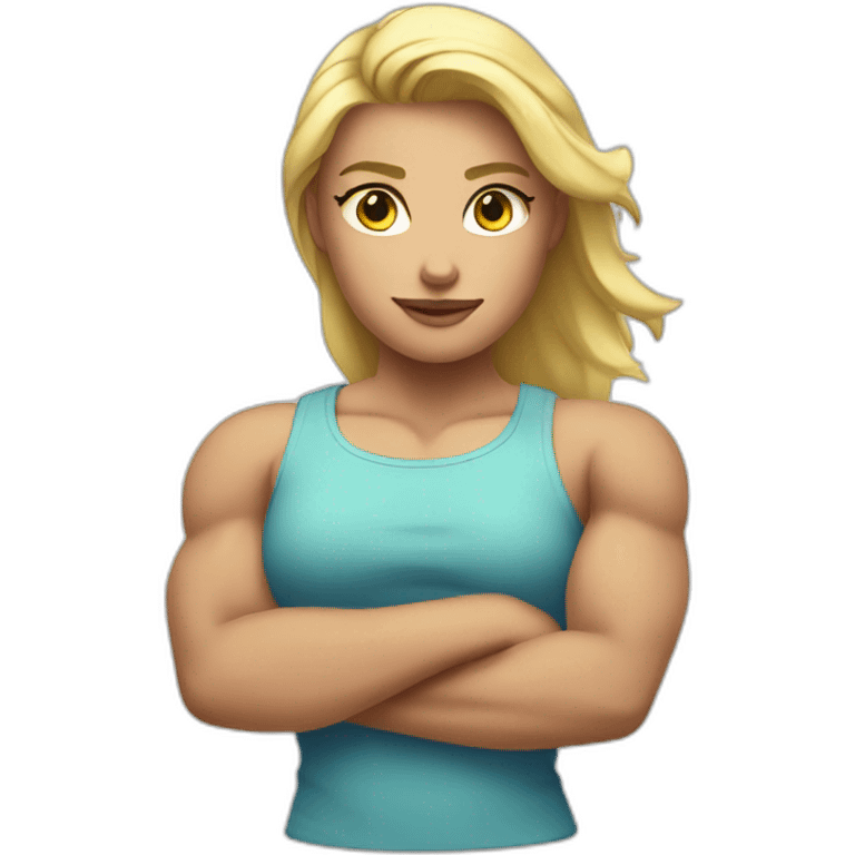 Strong muscle arm blonde girl emoji