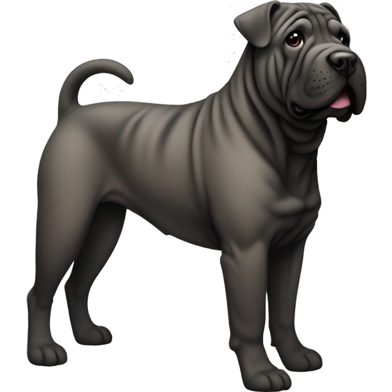 Black shar-pei dog, full body emoji