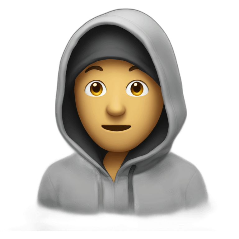 Man wearing a hood covering his face emoji