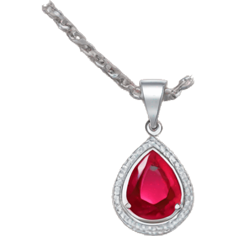 ruby on a necklace tear closeup big silver chain  emoji