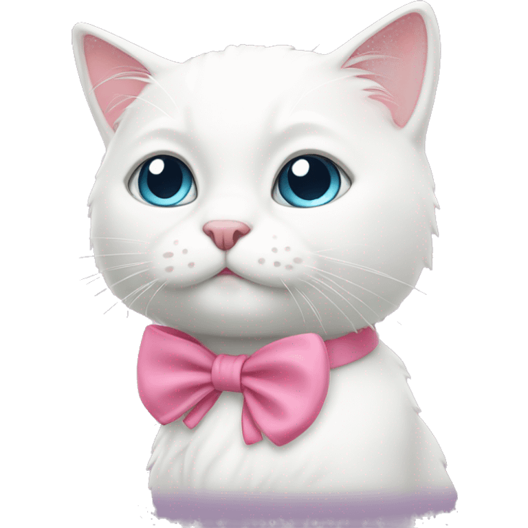 white cat with pink bow emoji