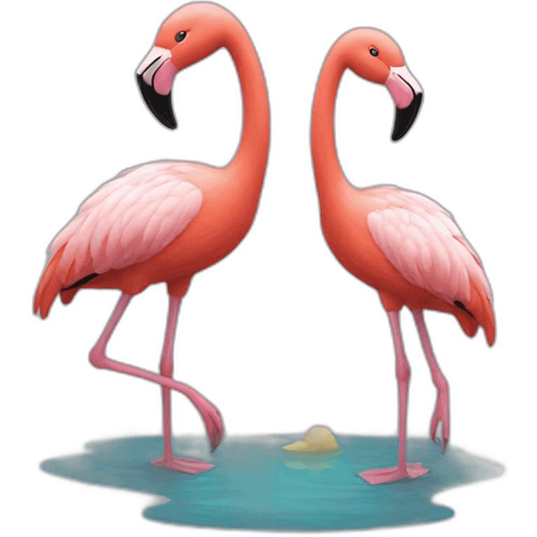 Flamant rose sous lapin emoji