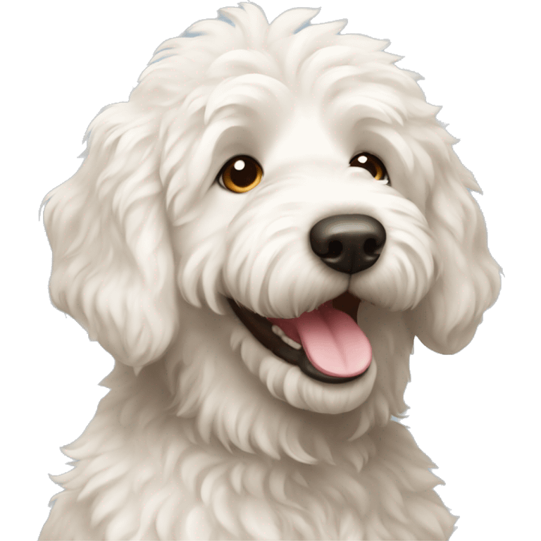 happy white fluffy labradoodle emoji