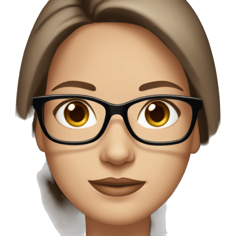 50 years old girl
long brown hair with straight styling
light skin
glasses with refined frame
Brown eyes with cat eye liner emoji