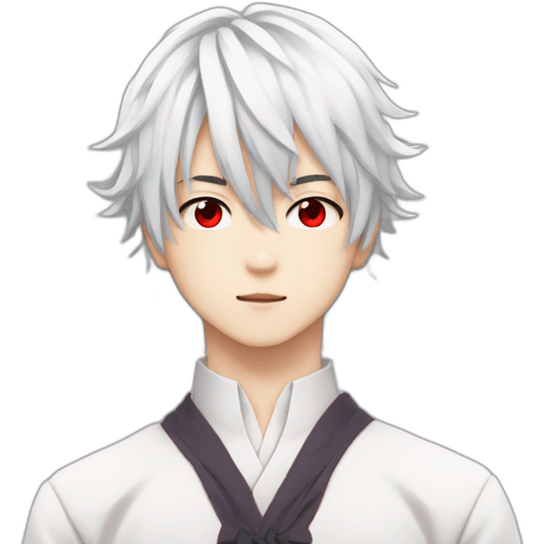 mafumafu japanese boy red eyes white hair catboy emoji