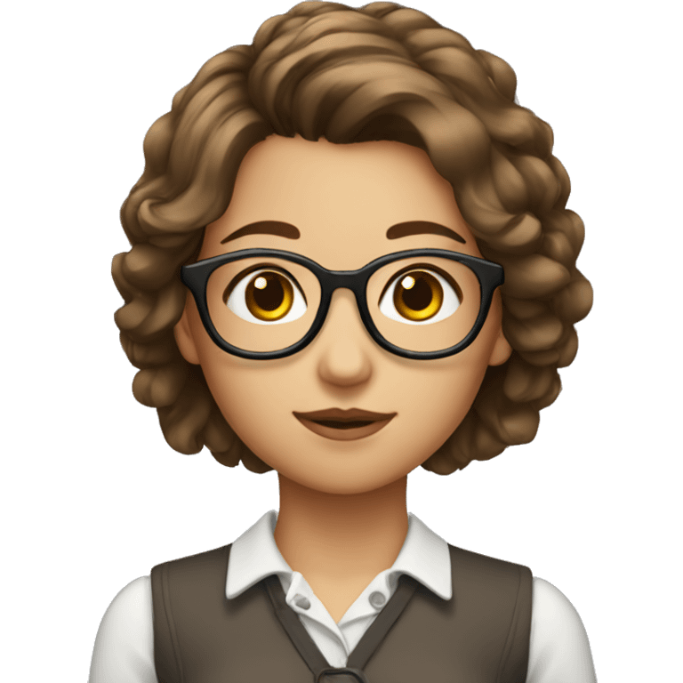 girl, glasses, hairstyle, brown hair, in a collar emoji