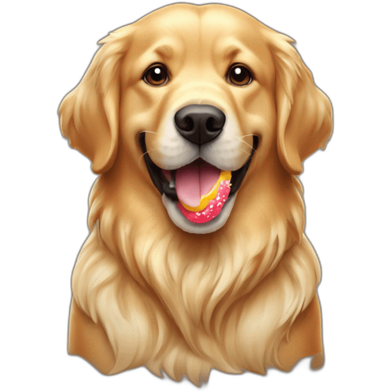 Perro Golden Retriver comiendo helado emoji