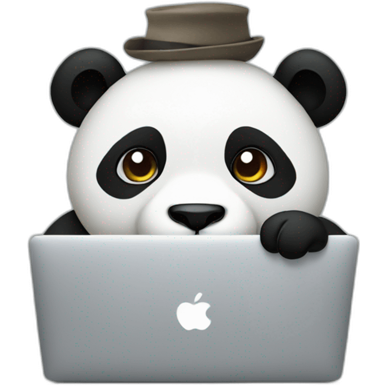 Panda using macbook emoji