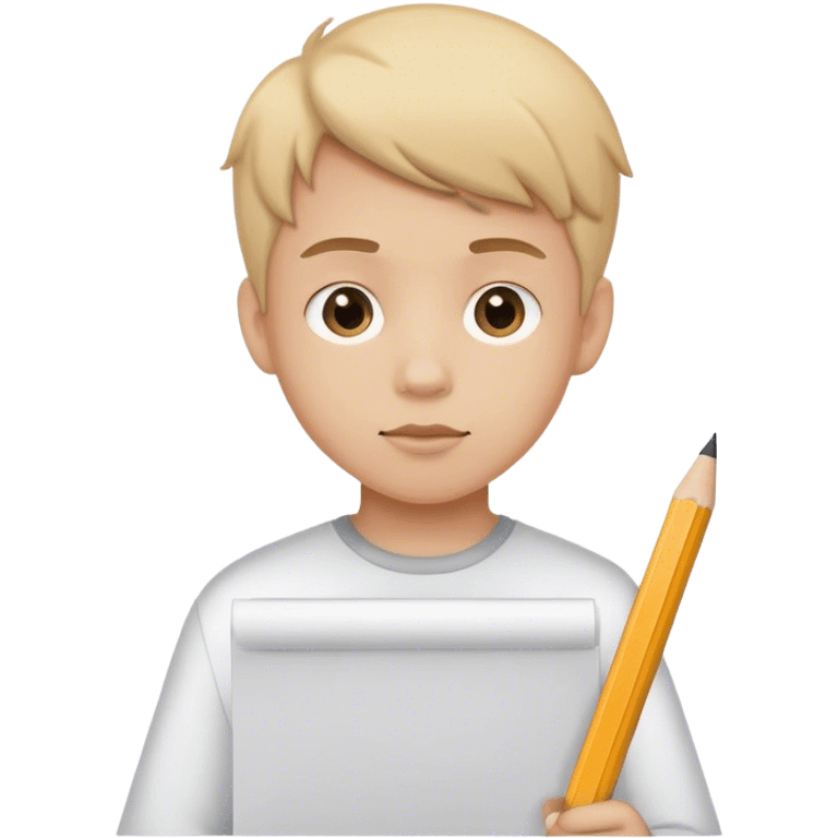 Boy with pencil and white paper emoji