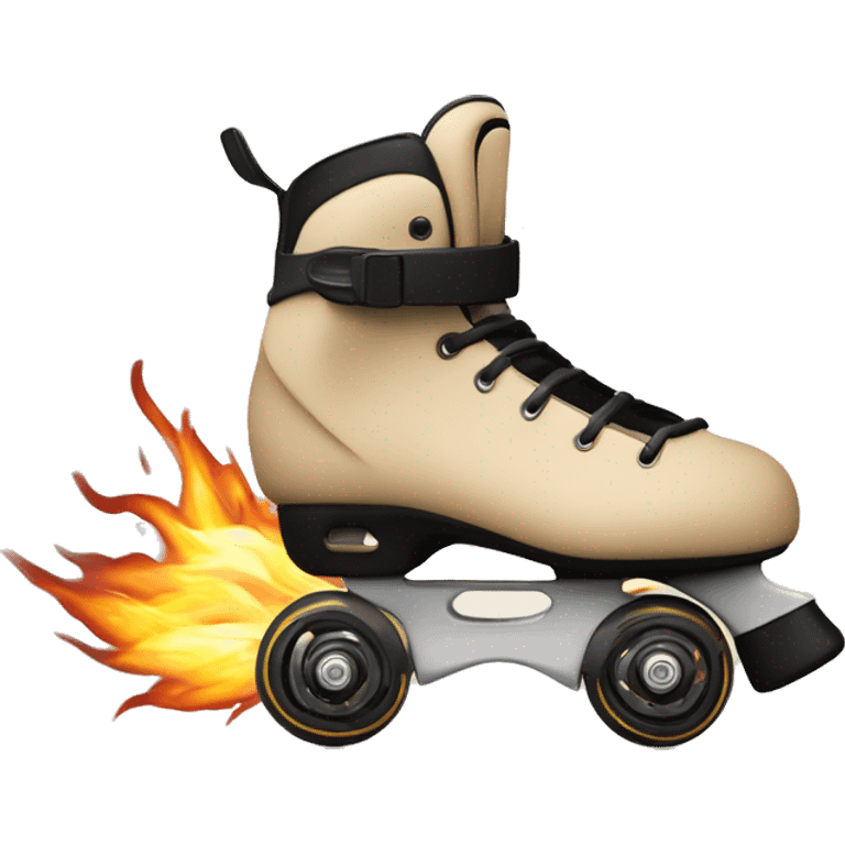 a beige rollerblade inline skate leaving fire traces just from their wheels, just the object itself emoji