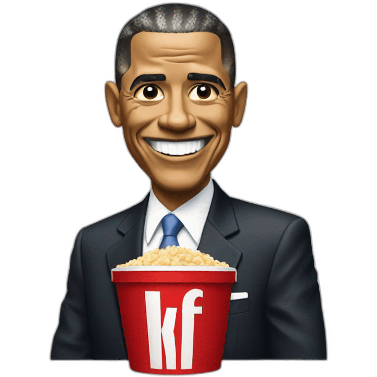 Barrack Obama with a KFC bucket emoji