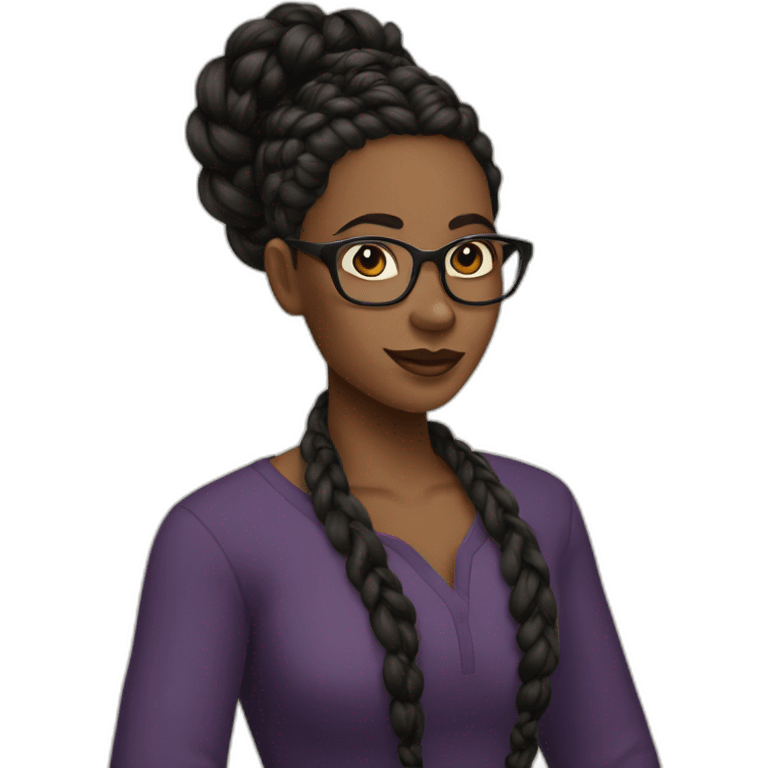 Black Queen qui glasses and braided hair emoji