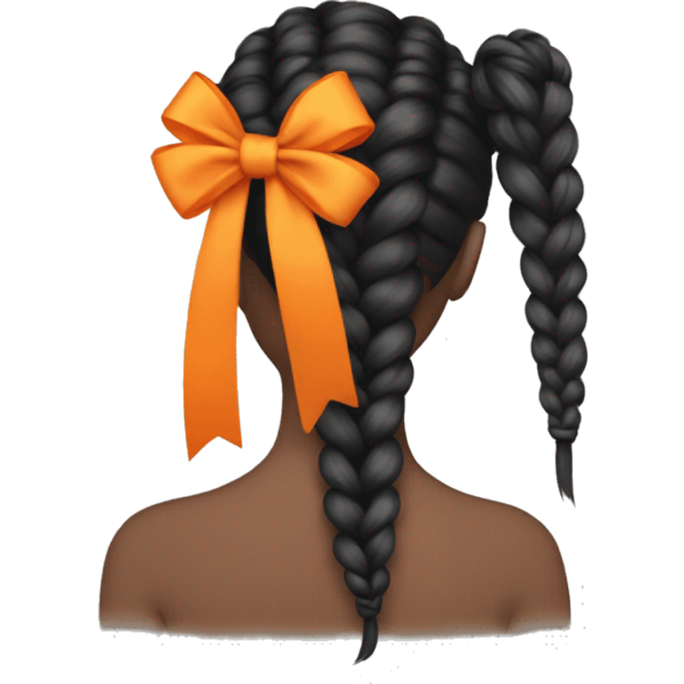 Long braid with Orange bow emoji