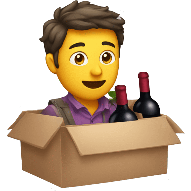 Persona tomando vino en caja emoji