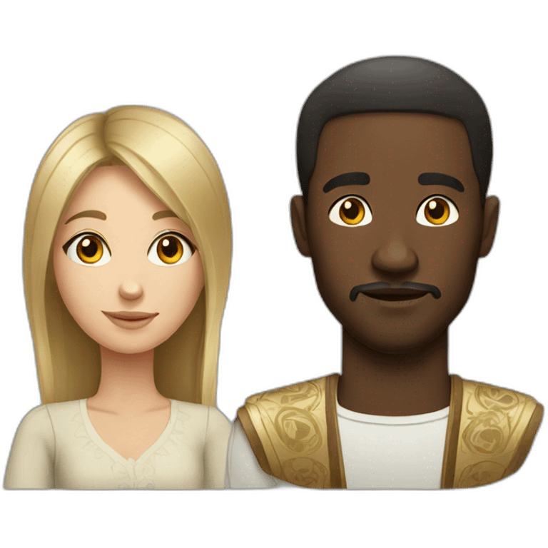 African man and russian girl emoji