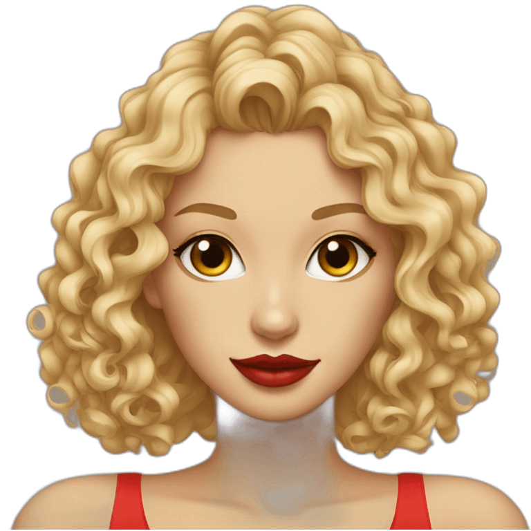 Pretty-curly-blonde-woman-red-lips-with-bengal-cat emoji