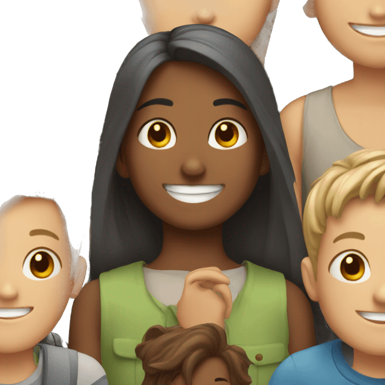 smiling girl with boys  emoji