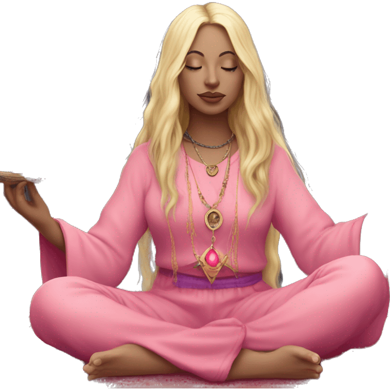 Hippie spiritual moon witch candles incense with blonde hair pink clothes emoji