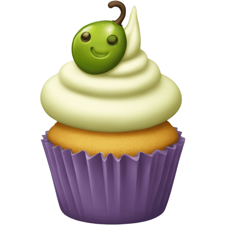 Vanilla cupcake with a pickle on top  emoji