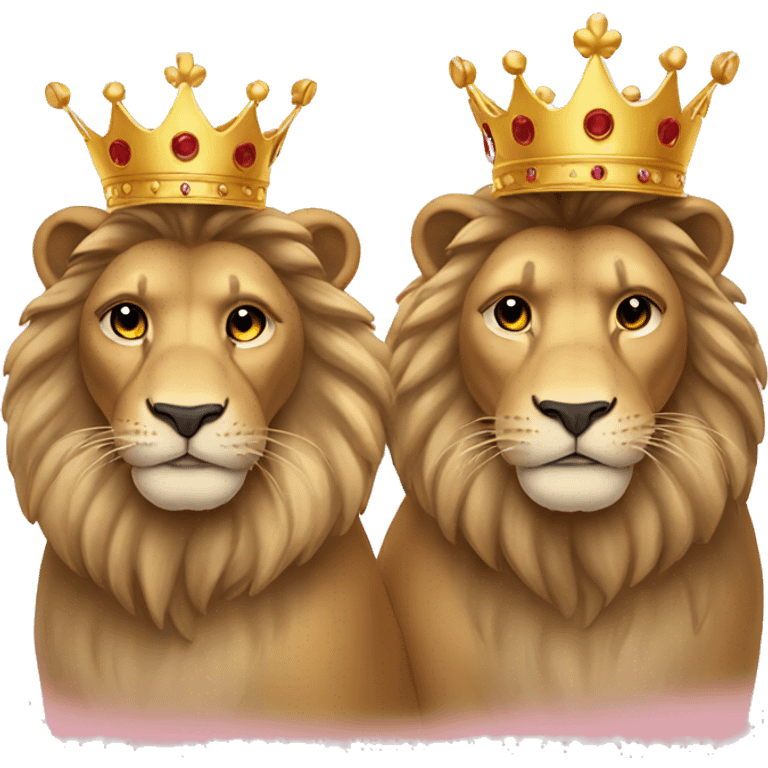 Two lions holding crown emoji