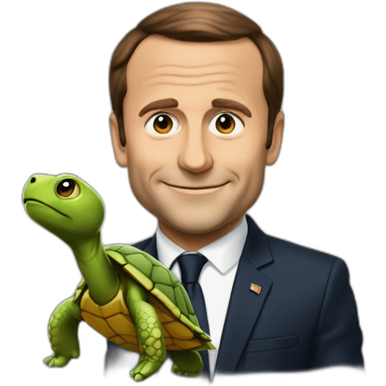 Macron avec une tortue emoji