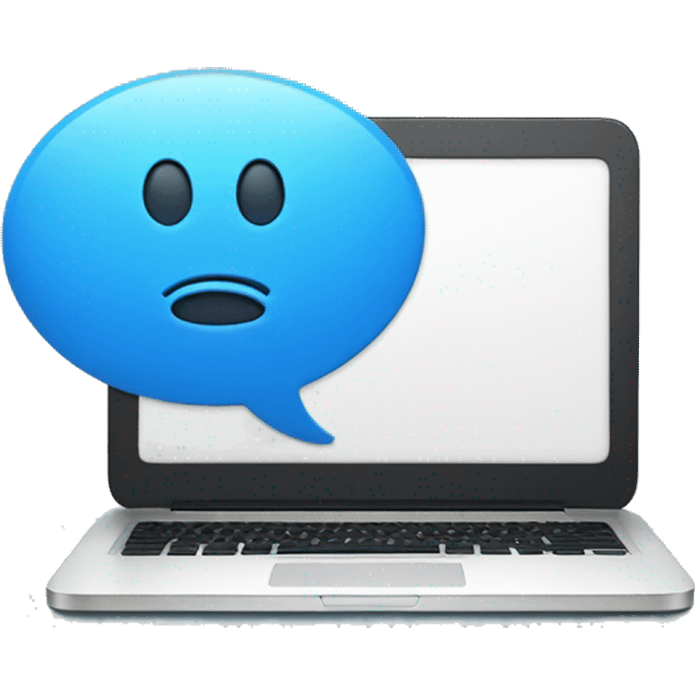 one blue Speech Balloon with laptop inside emoji