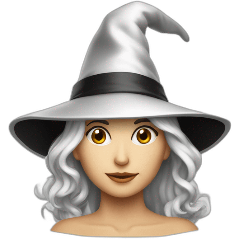 sorcière blanche chapeau noir mechante emoji