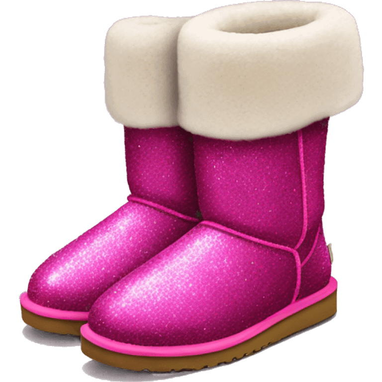 Realistic hot pink glitter and fur Ugg boots. emoji