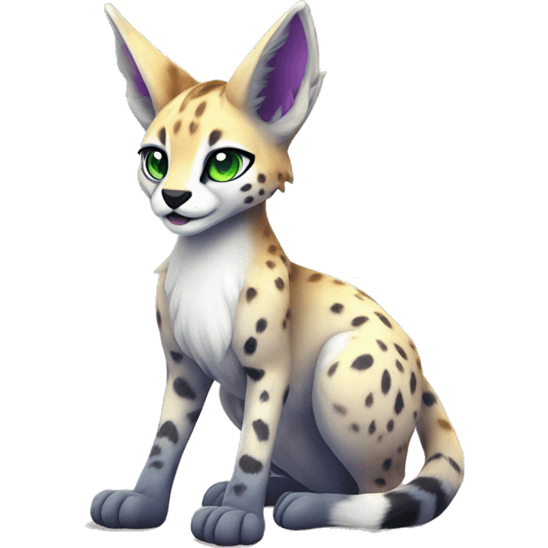 Cute Kawaii Cool Edgy Epic Ethereal Sparkly Colorful Sergal-Serval-Caracal-Vernid full body emoji