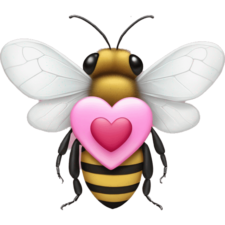 a bee and a white butterfly with a pink heart in between them emoji