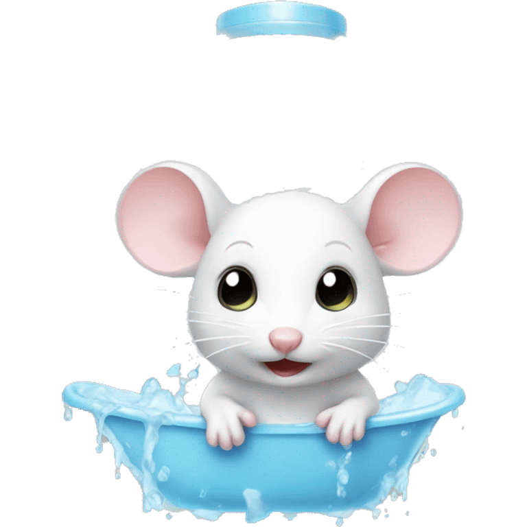 Cute white mouse taking a shower emoji