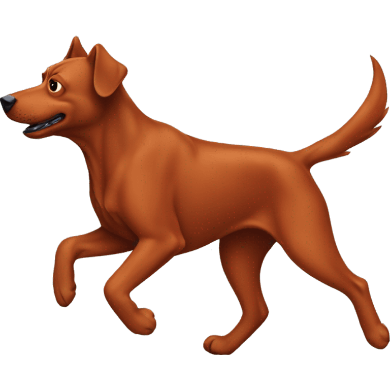 solid red dog with pointed ears running emoji