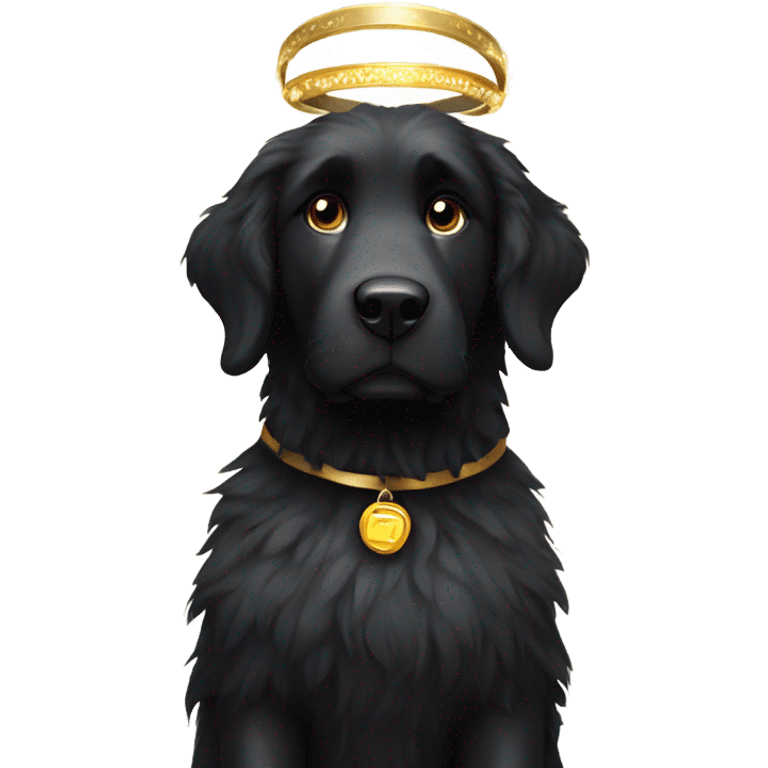 Big black furry dog with a halo emoji