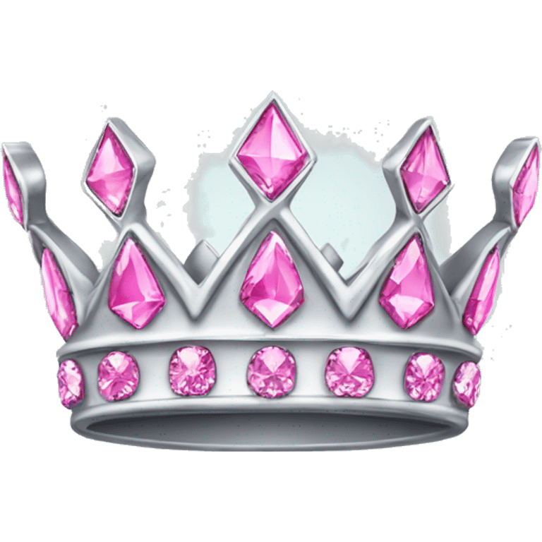 Silver crown emoji with pink diamonds  emoji