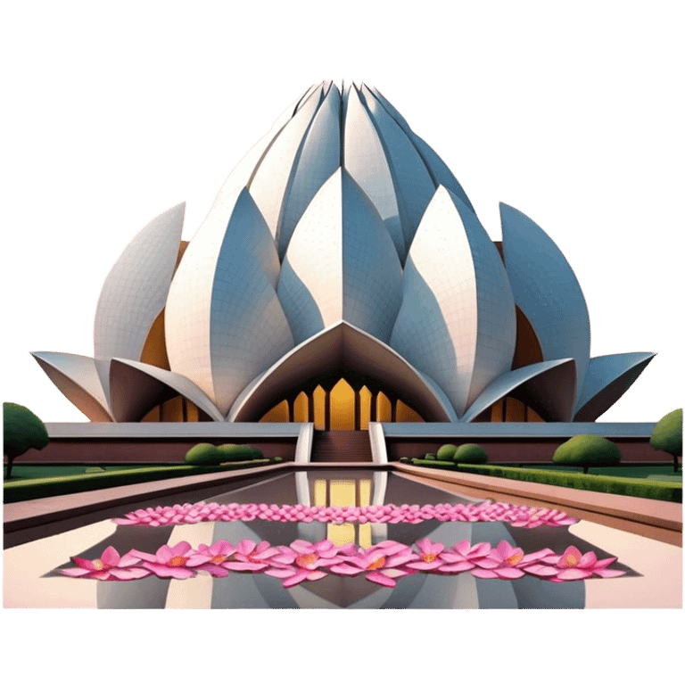 Cinematic Realistic Lotus Temple Landmark Emoji, showcasing the modern architectural marvel with petal‚Äêlike structures rendered with dynamic lighting and graceful textures. emoji