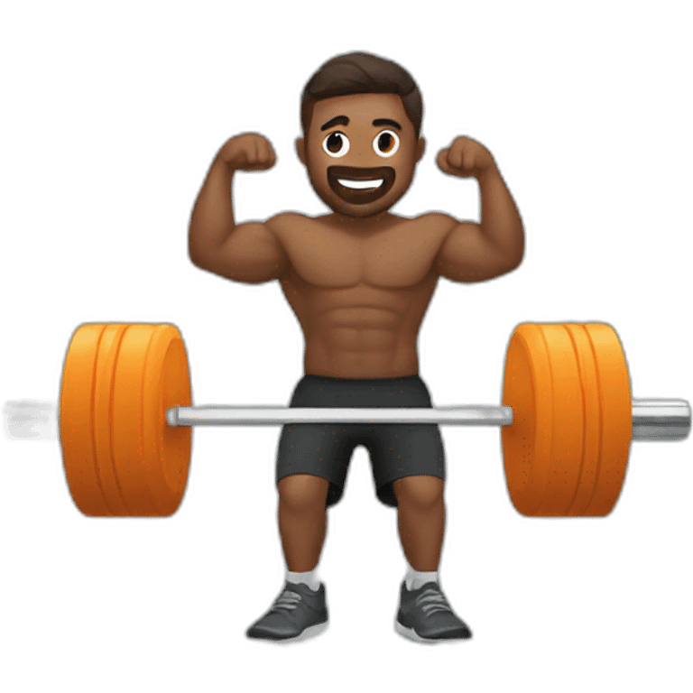 man working out in gym with music emoji