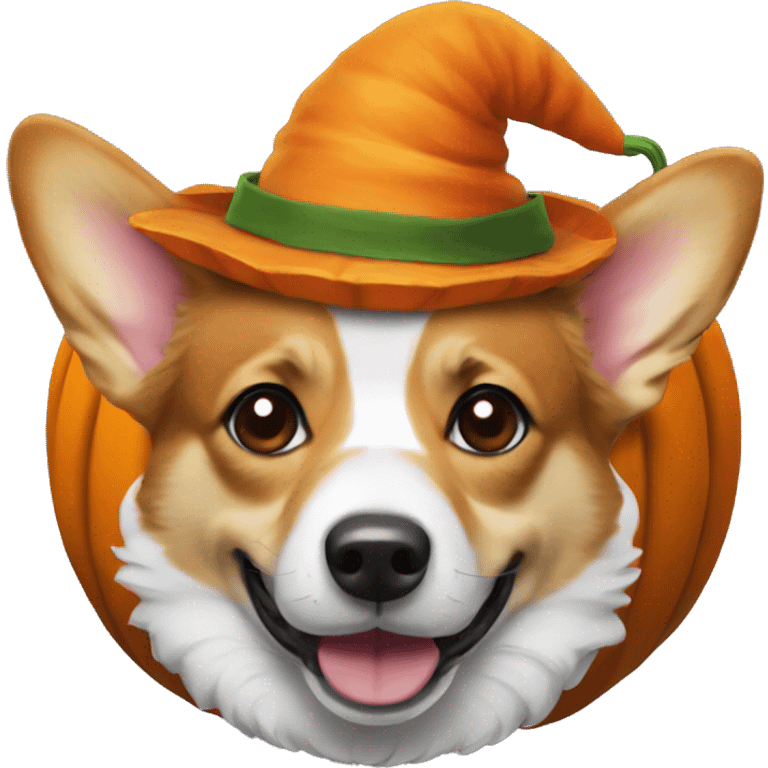 corgi head in a pumpkin hat emoji