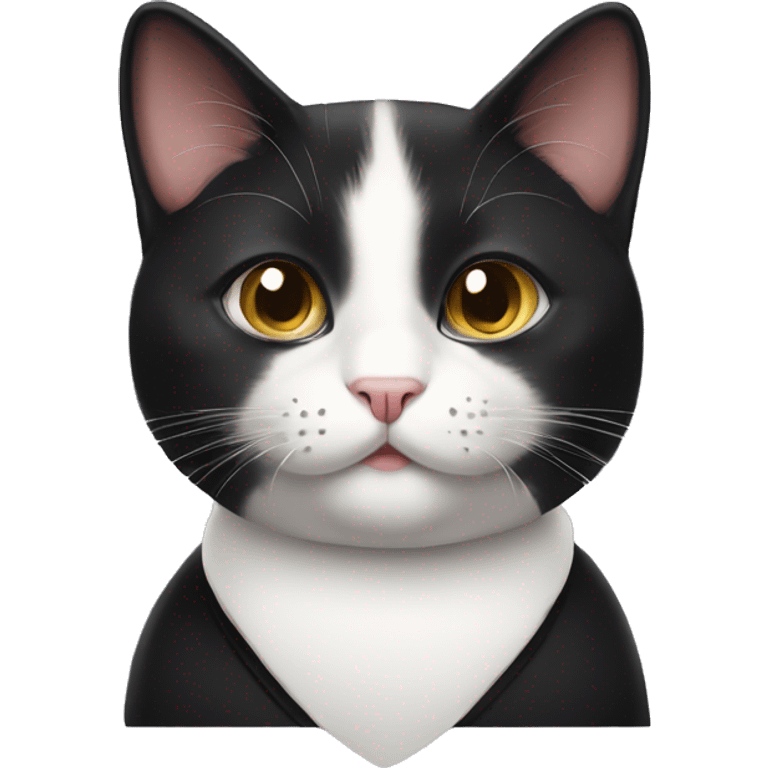 Tuxedo cat wearing cute nat emoji