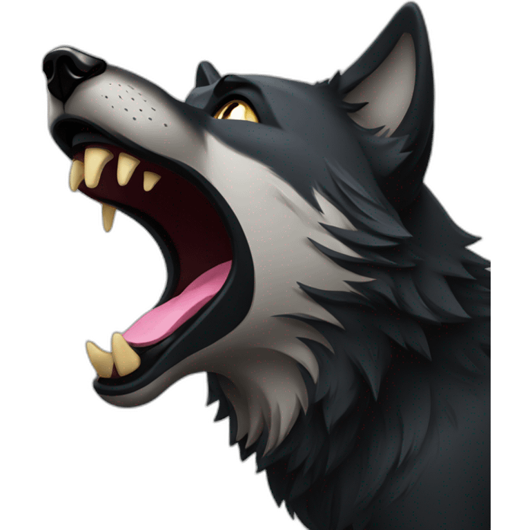 Black wolf howling  emoji