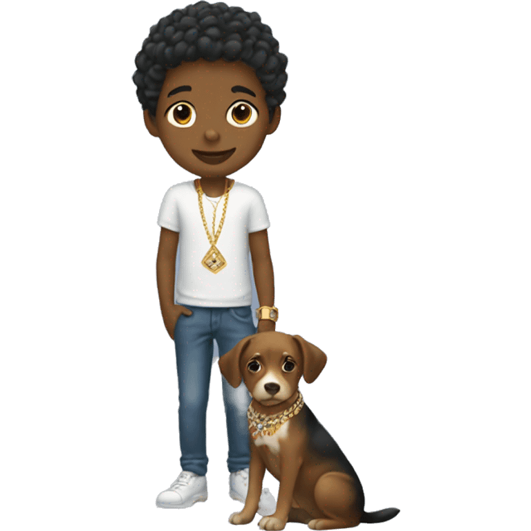 boy with dog and jewelry emoji