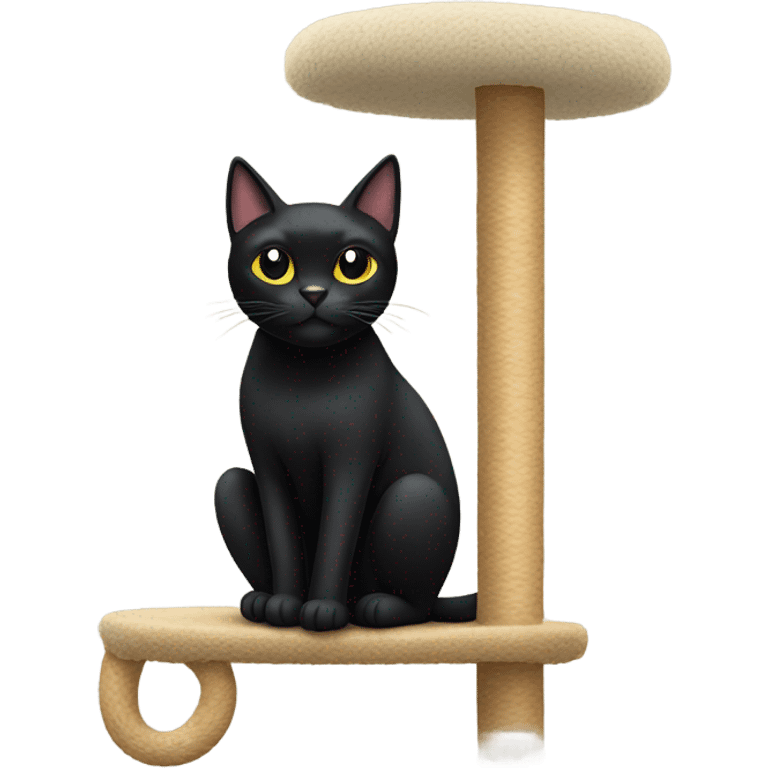 Black cat on cat tree emoji