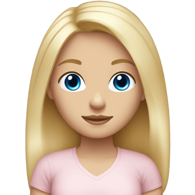 Blue eyed blonde white girl in light pink shirt emoji