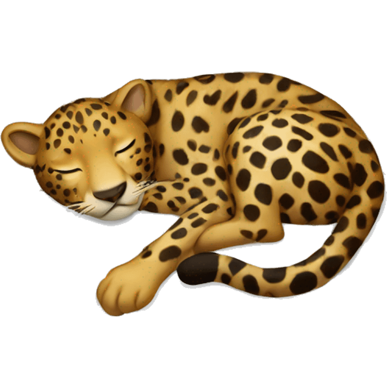 Leopard sleeping in a bed emoji