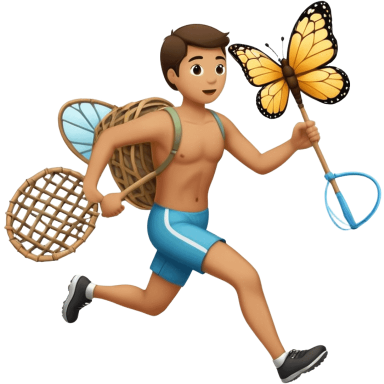 Running with a butterfly net emoji