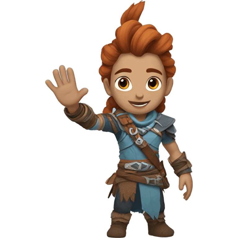 Aloy, waving goodbye emoji