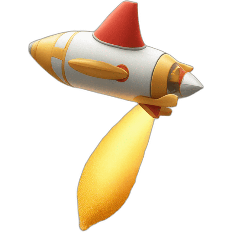 Sand watch on the top of flying rocket emoji