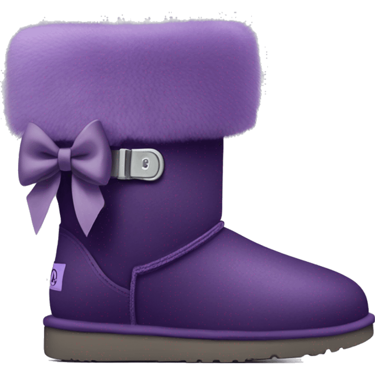 Dark Purple ugg boots with fur and purple silver buckle and light purple bow emoji